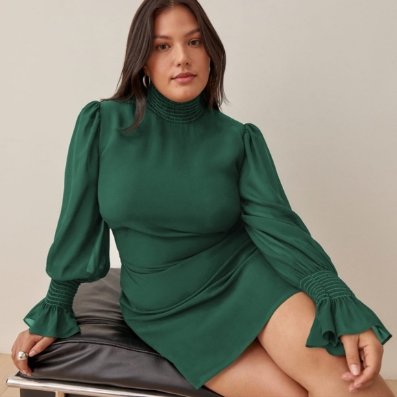 Reformation Archie Dress Size 18 Emerald Green - Picture 5 of 16